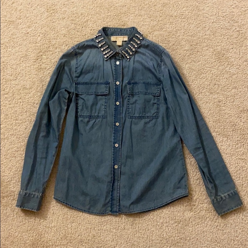 Michael Kors Button Up Denim Blouse